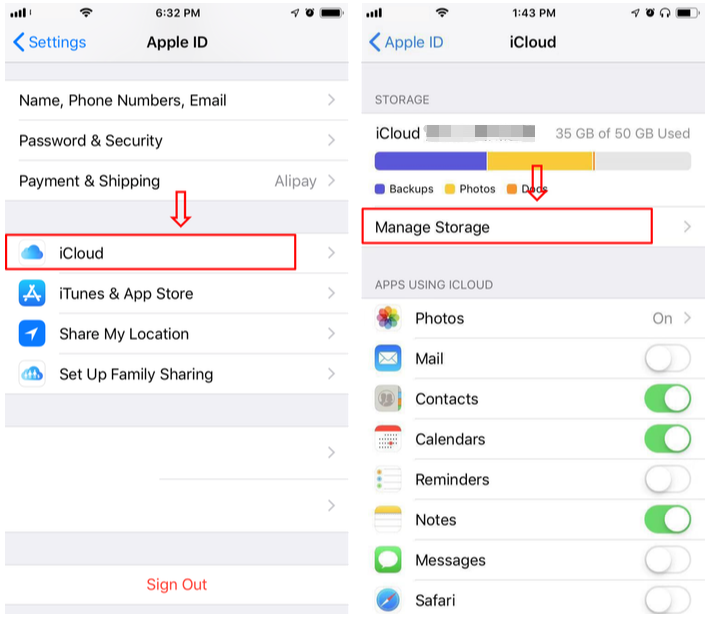 manage icloud storage