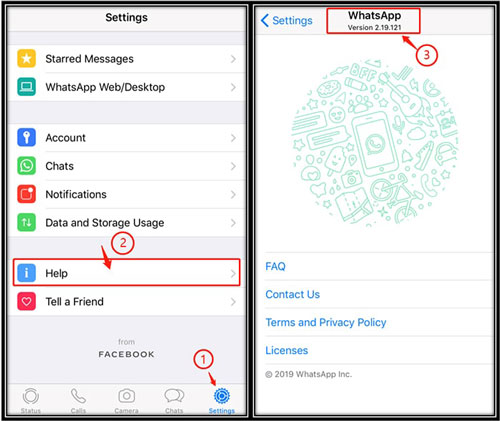 check whatsapp version on iphone