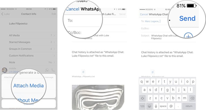 email whatsapp chat iphone