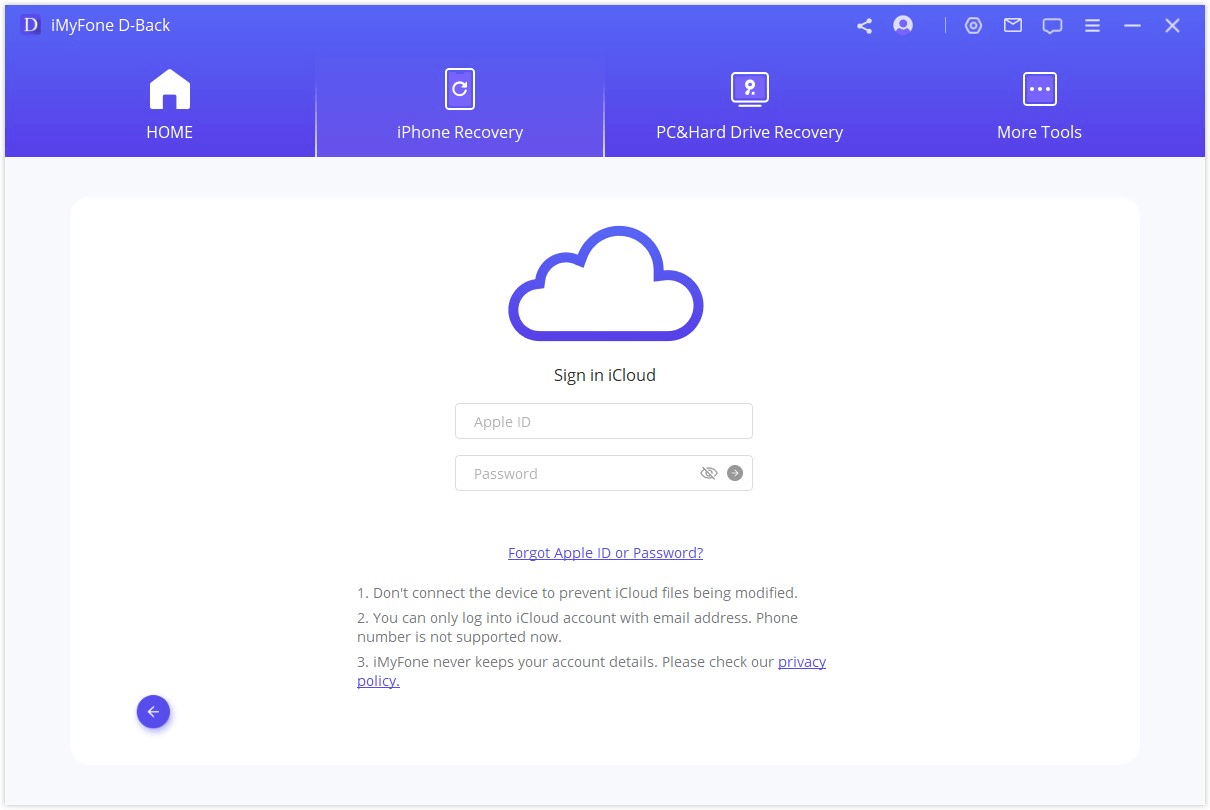 log in to icloud account