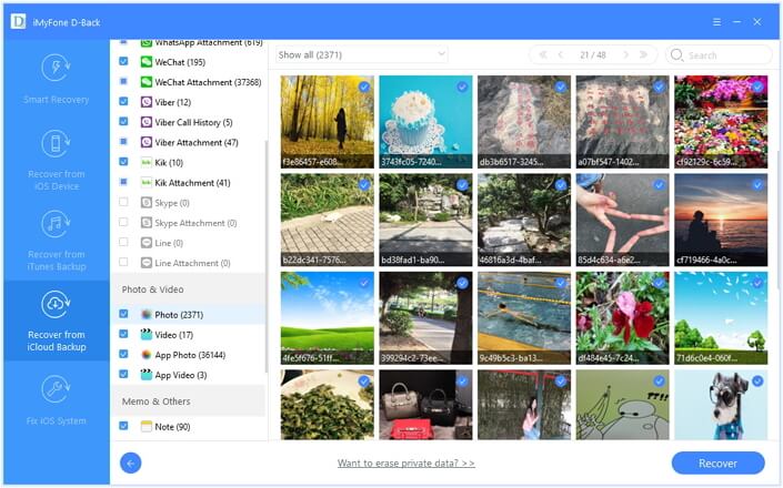 iMyFone D Back for iOS choose to recover photos