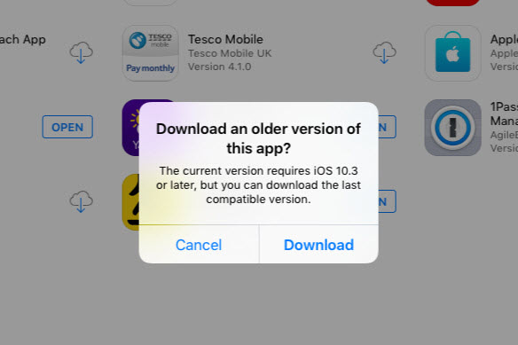 download old version of app