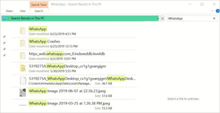 where are whatsapp chats stored on pc