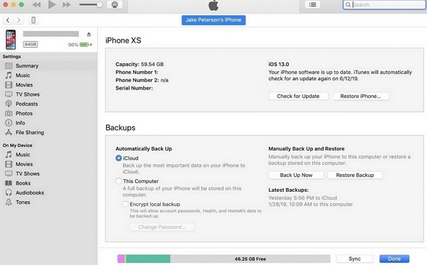 itunes restore iphone backup