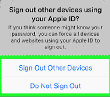 sign out other devices using apple id