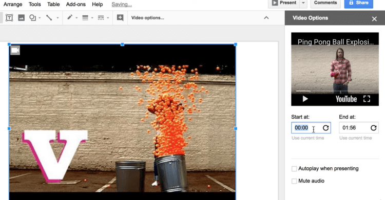 Google Slides split video