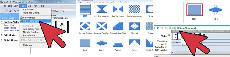 add transitions movie maker