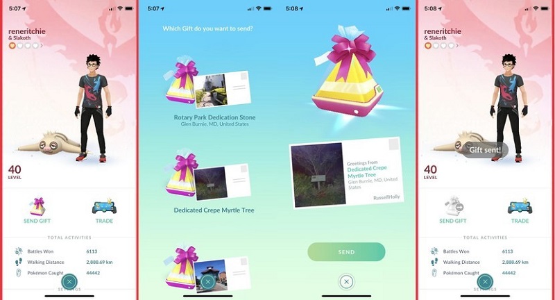 Gửi quà cho bạn của bạn trong Pokemon Go