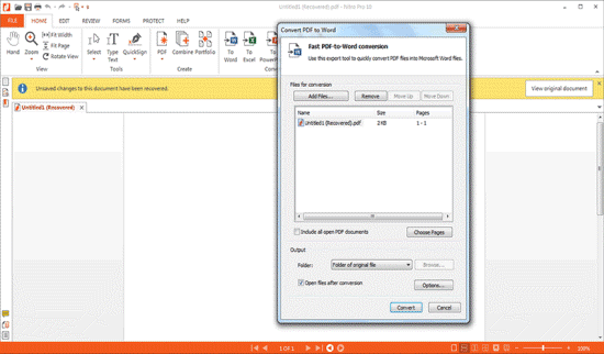 nitro pdf to word