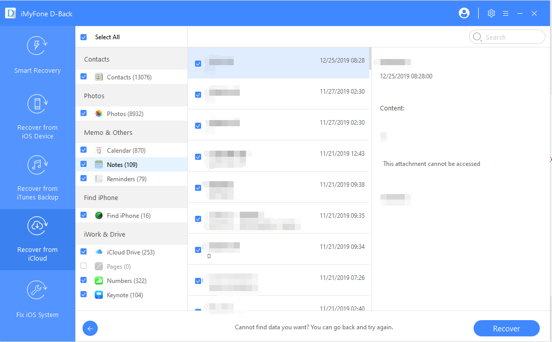 iMyFone D-Back recover notes from iPad