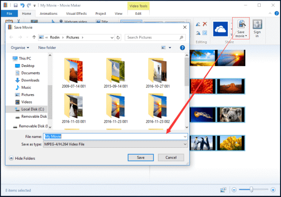 save video in movie maker