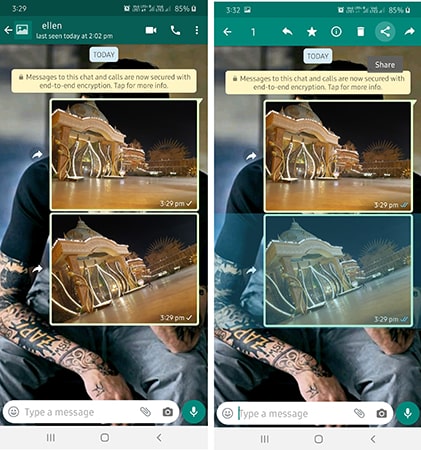 share whatsapp photos on android