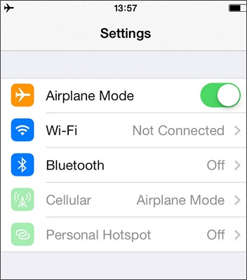 turn on airplane mode on iPhone
