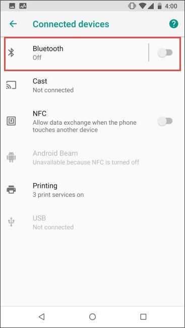 turn off Bluetooth on Android