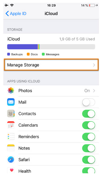 icloud manage storage