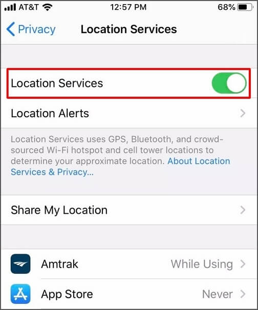 turn on location services
