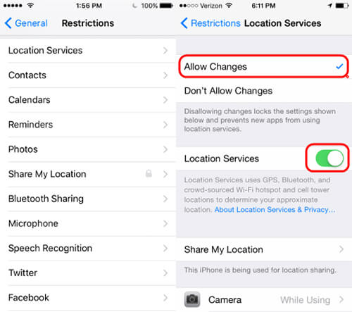 how to get to location services on iphone
