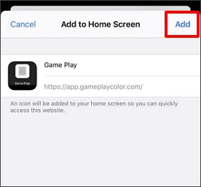 tap add and add it to iphone home screen