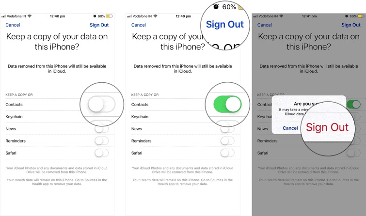 how to sign out of icloud