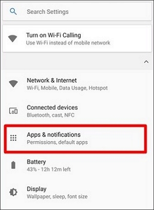 select apps and notifications