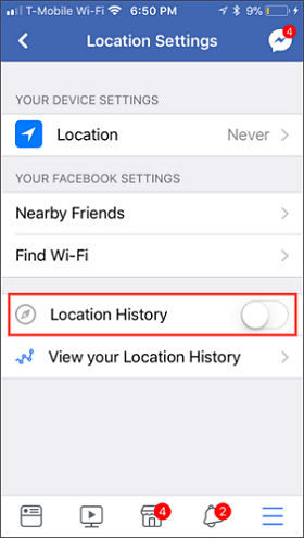 facebook location history