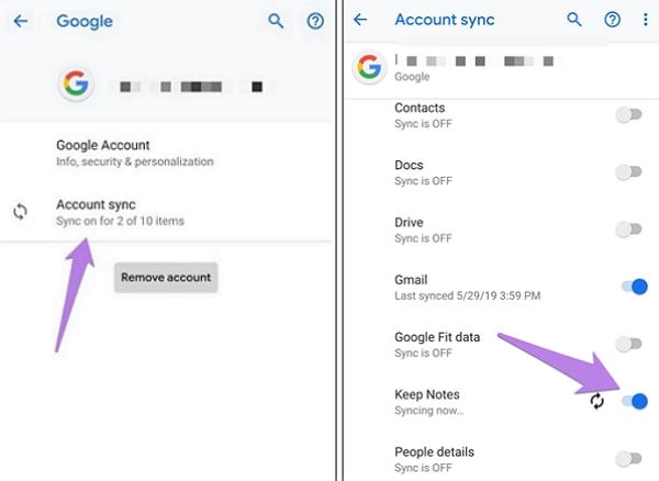 google sync transferring notes from android to iphone