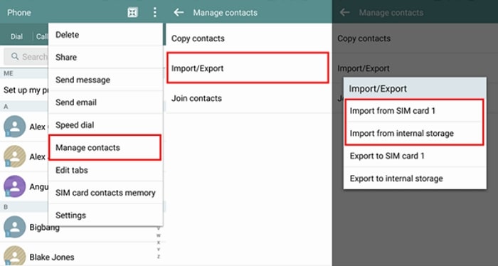 import sim contacts