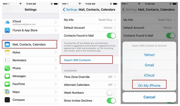 import sim contacts on iphone