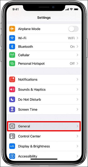  sélectionnez Général sur les paramètres de l'iphone 