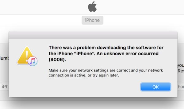 itunes error 9006 error