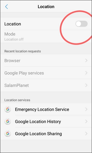 turn off location service on android