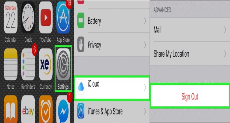 sign out of icloud