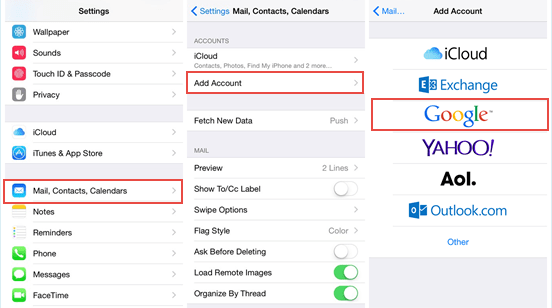 transfer lg contacts to iphone via google account