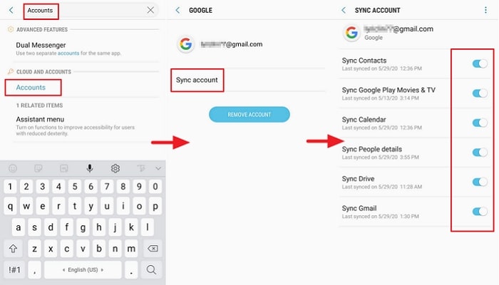 google account sync