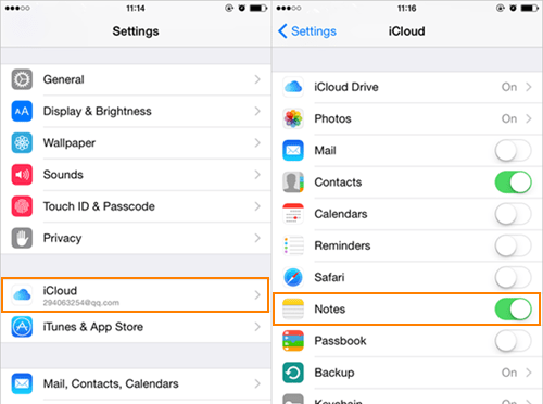 transfer iphone notes using icloud