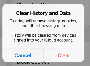 confirm clearing history and data