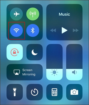 turn on and off wifi on control center