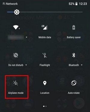 turn on Airplane Mode through notification drawer