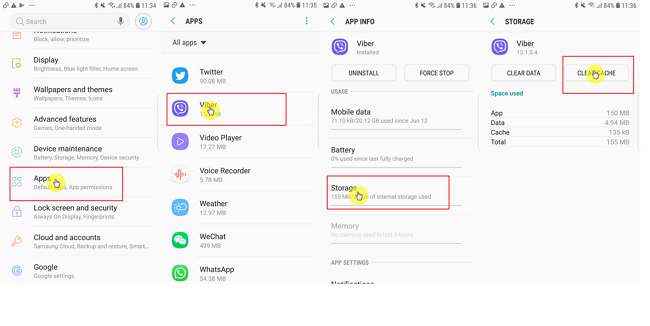 Delete Viber caches on Android