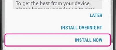 click install now to update os on android