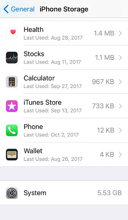 iphone system storage