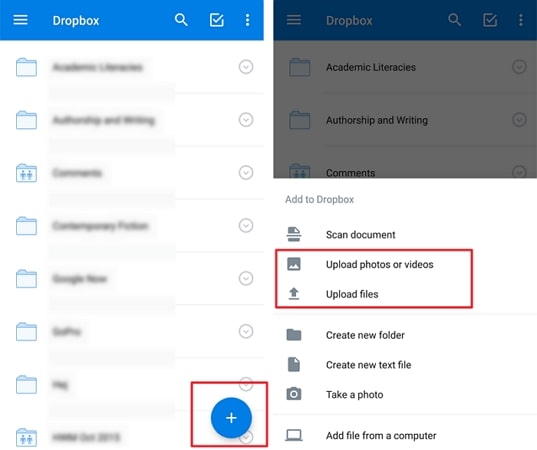 how to transfer files to dropbox