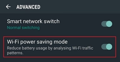 turn off wifi power saving mode