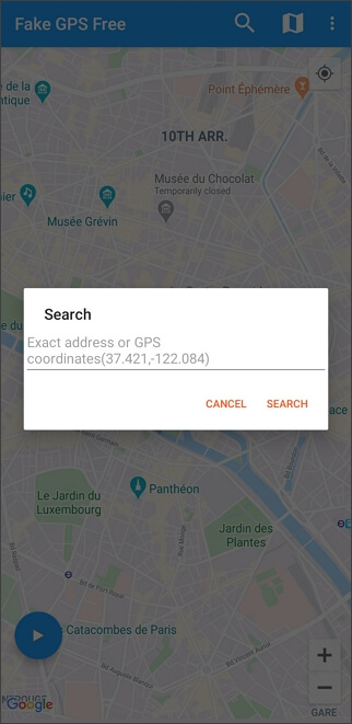 select a location on the map
