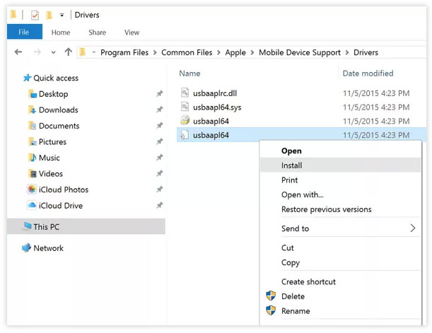 reinstall apple mobile device usb driver