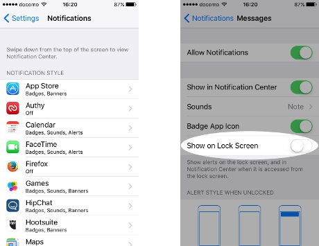 lock screen notification on iphone
