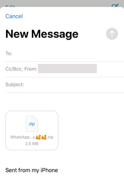 send email with exported whatsapp business chat