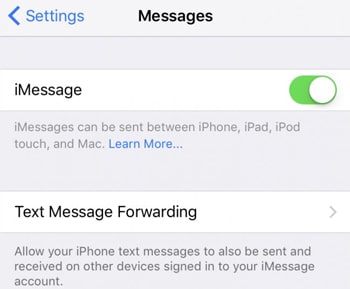 text message forwarding on iPhone