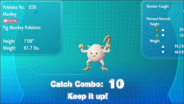 build up catch combo in let's go pikachu