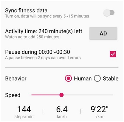 turn on sync fitness data